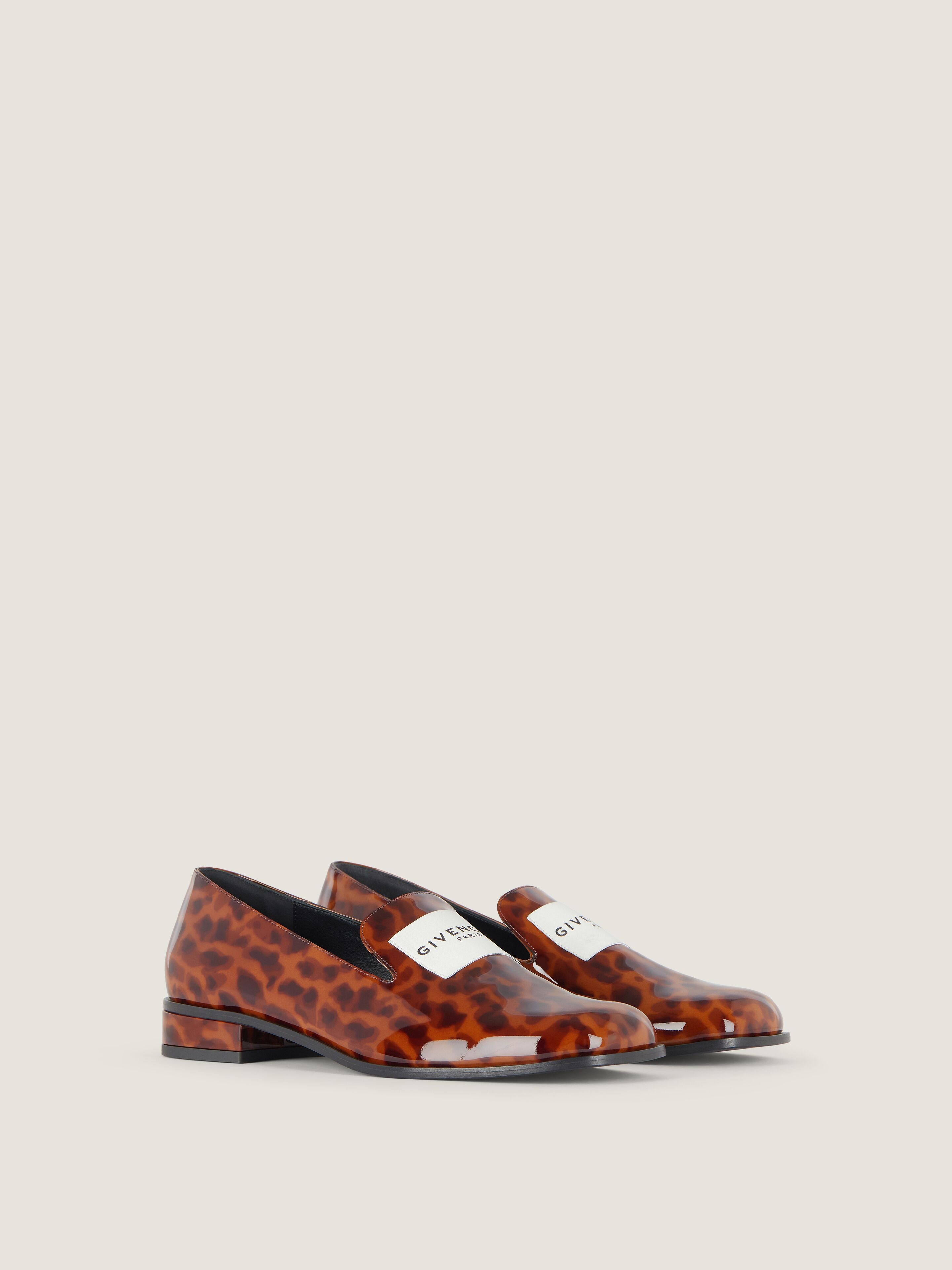 Tux loafers in tortoise shell patent leather